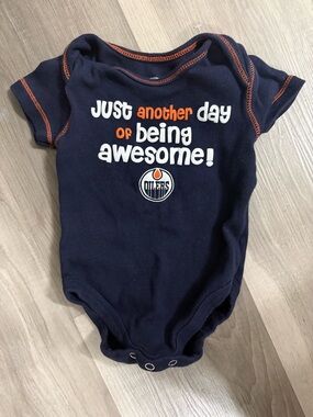 NHL Navy Baby One-Piece with White and Orange Text